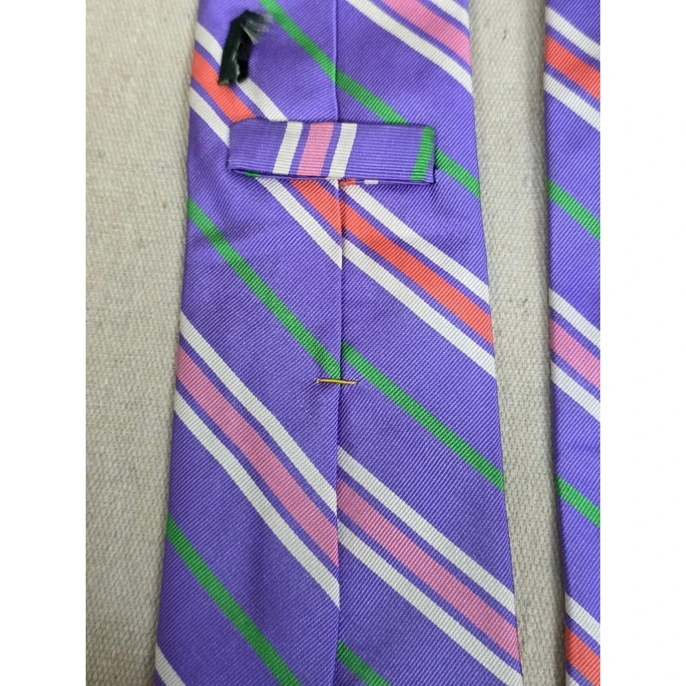 Lauren Ralph Lauren Mens Silk Tie Purple‎ Green Pink Orange Striped Necktie